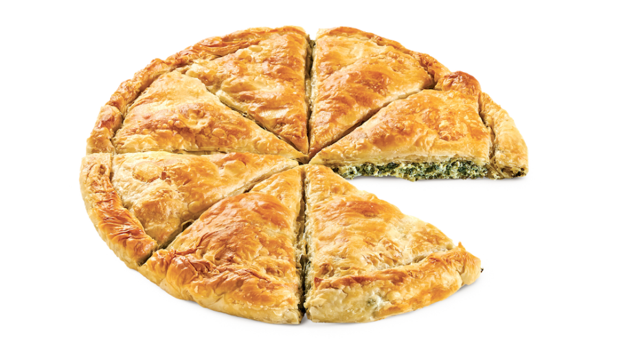 Ταψί χωριάτικη με σπανάκι - τυρί (στρογγυλό)