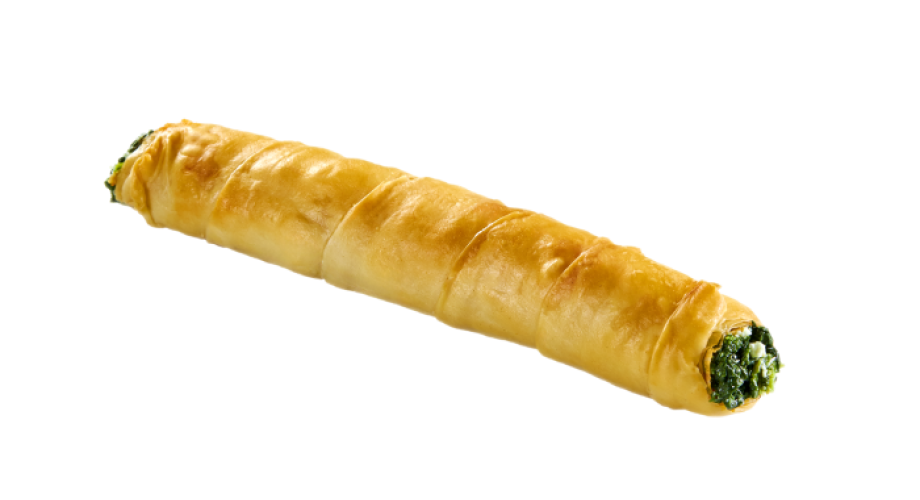 Filo roll with spinach, mizithra & feta cheese