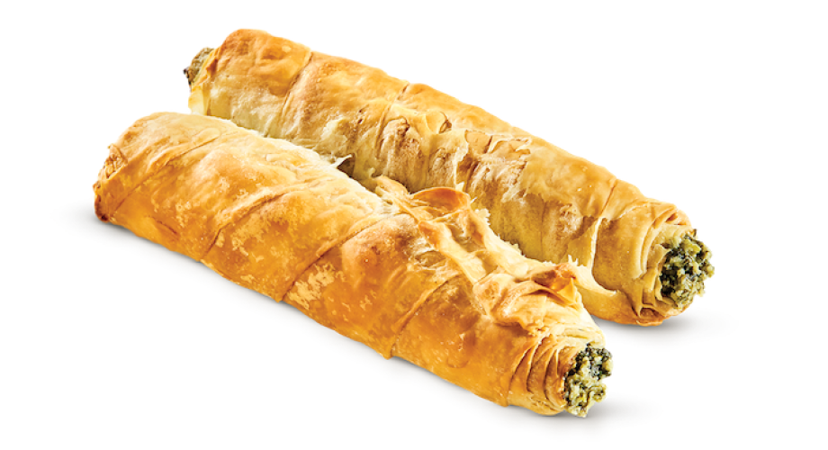 Filo roll with spinach, mizithra & feta cheese kneaded with extra virgin olive oil