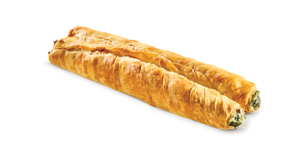 Filo roll with spinach, mizithra & feta cheese