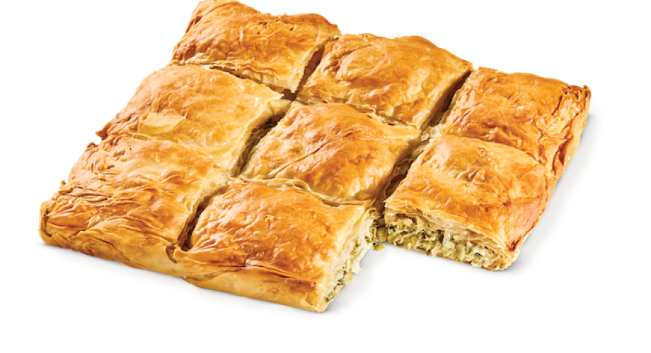 Ταψί χωριάτικη με πράσο - τυρί (τετράγωνο)