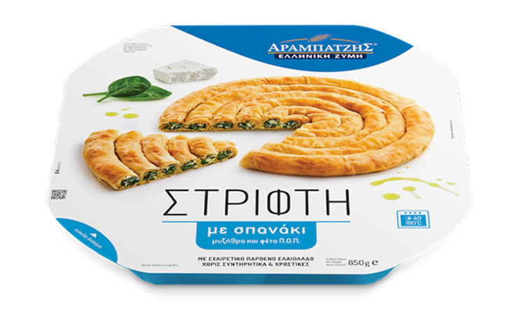 Twirled pie with spinach & mizithra-feta cheese