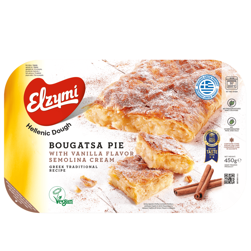 Bougatsa Pie with vanilla flavor & semolina cream