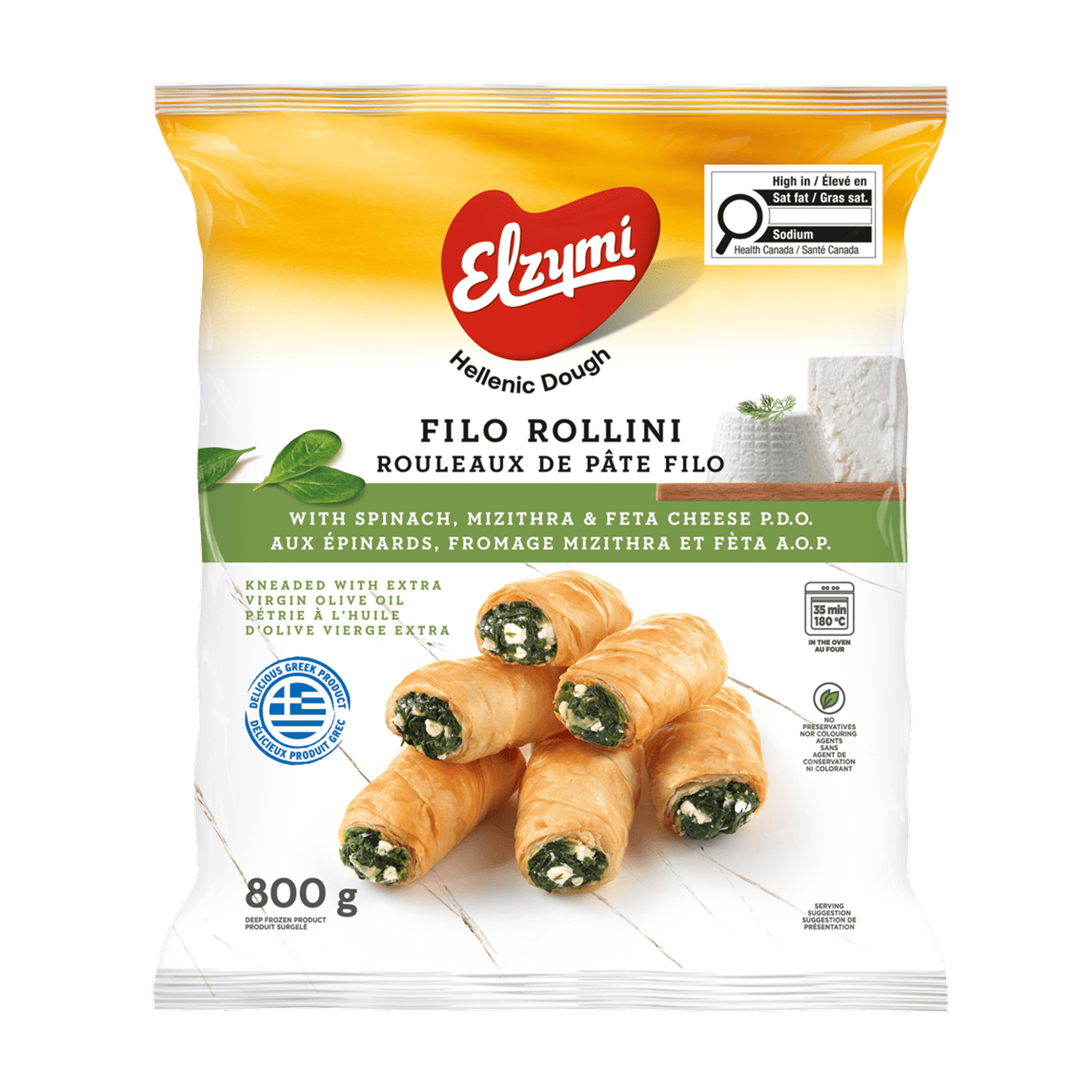 Filo Rollini with spinach, mizithra & feta cheese P.D.O.