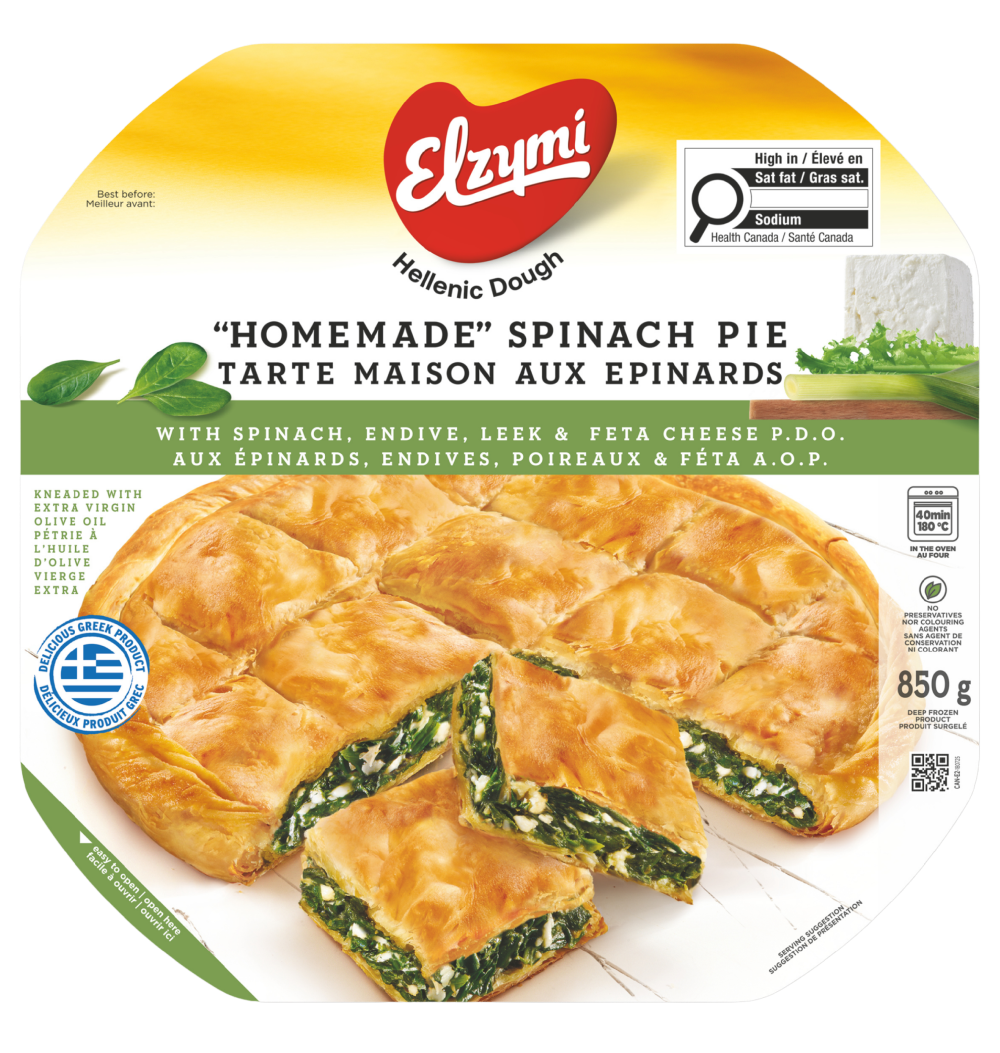 Homemade Spinach Pie with spinach, endive, leek & feta cheese P.D.O.