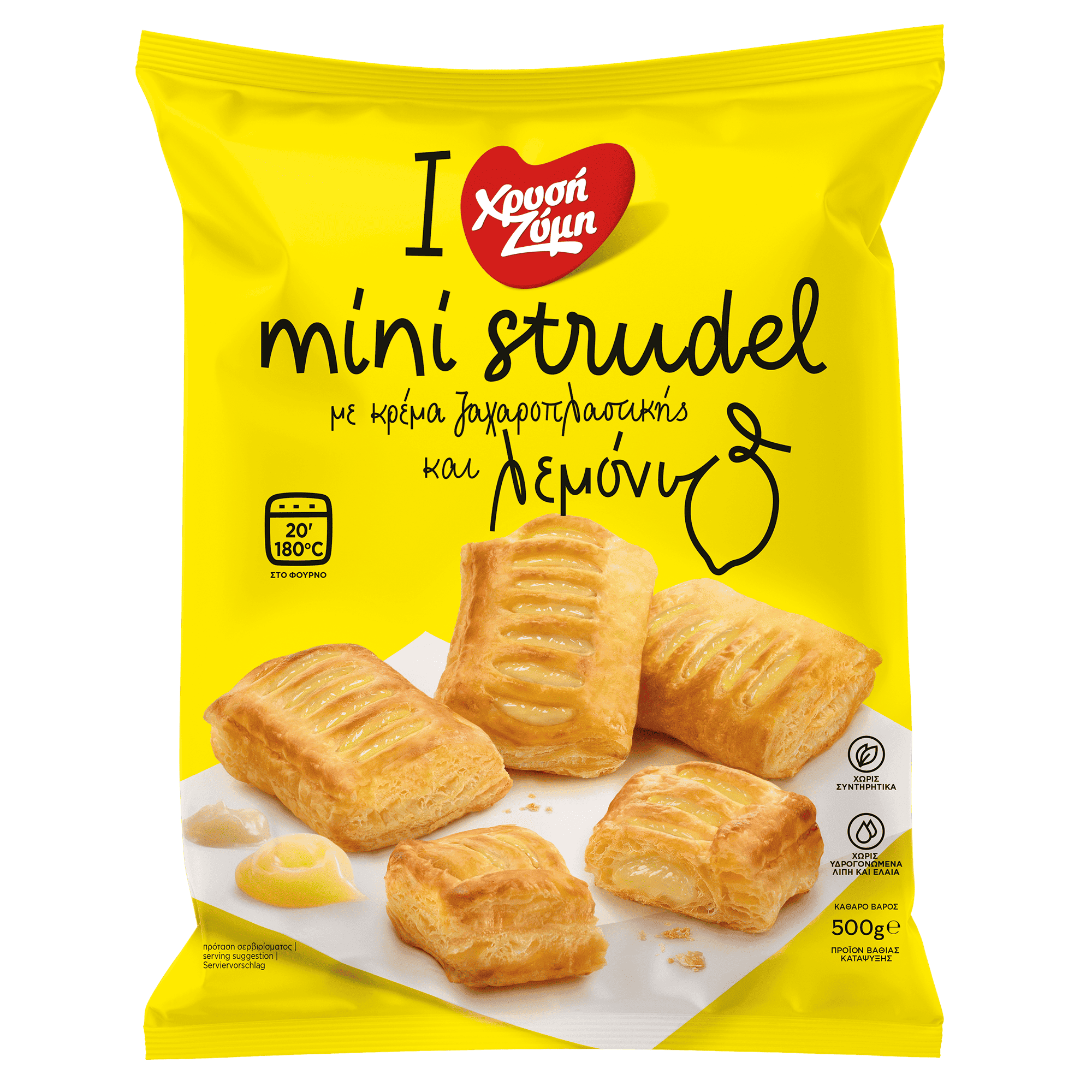Mini Strudel with confectionery cream and lemon filling